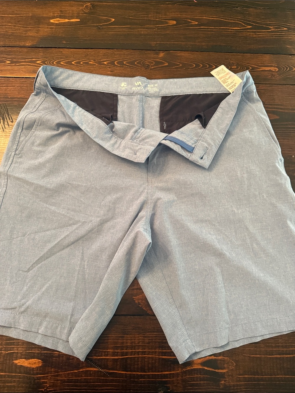 RVCA Men’s Chambray Light Blue Flat Front Shorts